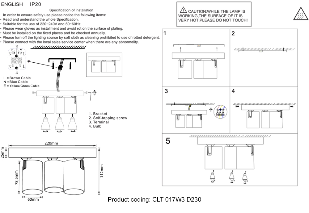 Светильник спот Crystal Lux Clt 017 CLT 017W3 D230 BL