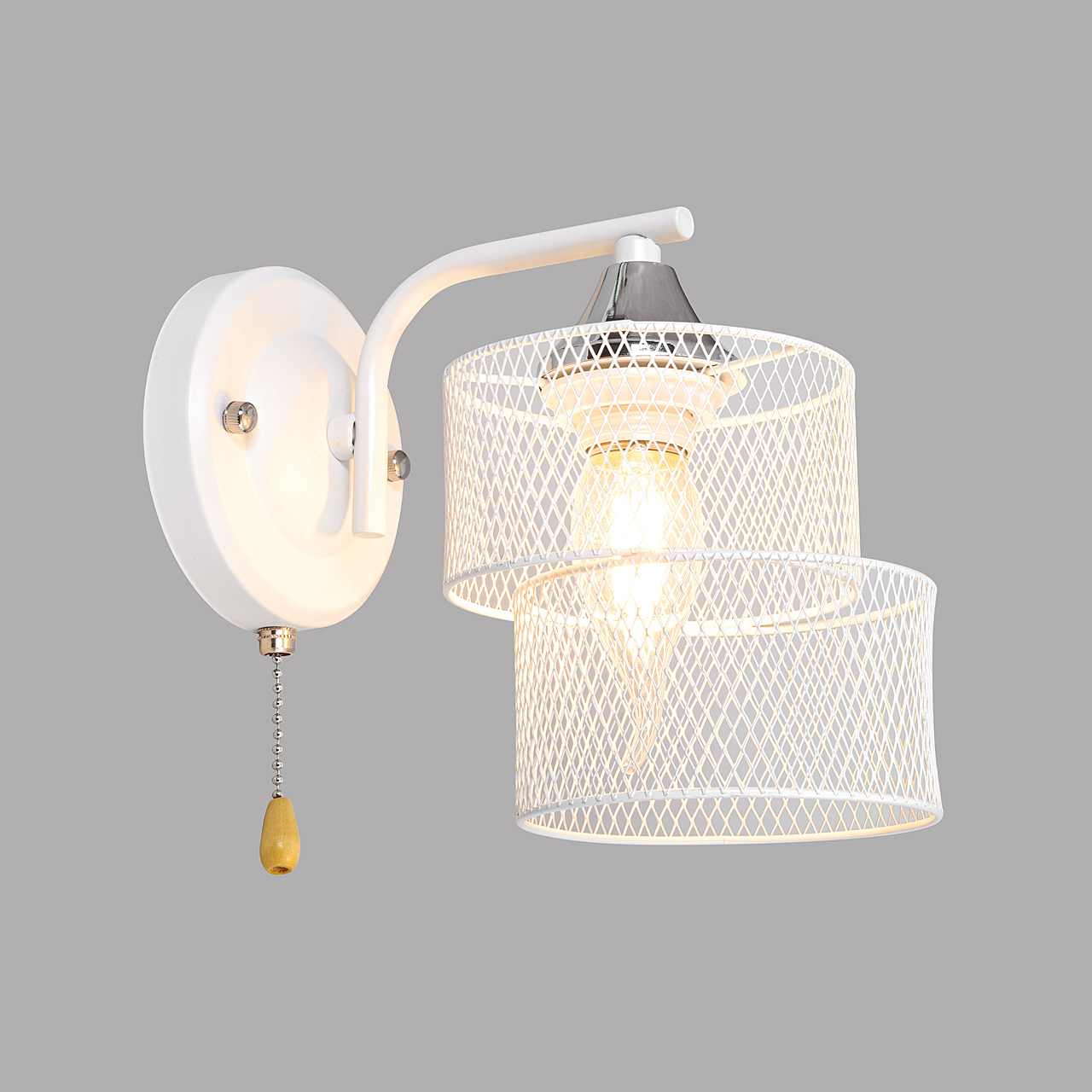 Бра настенное, 1*Е27, белый+хром MD.4252-1-W-WH+CH