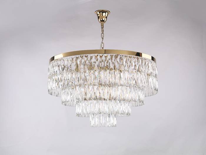 Подвесная хрустальная люстра 10120 Newport 10129+9/C gold