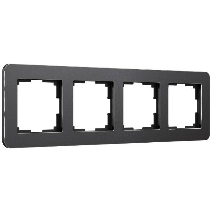 Рамка Werkel Platinum черный алюминий W0042608/ Рамка на 4 поста Platinum (черный алюминий)