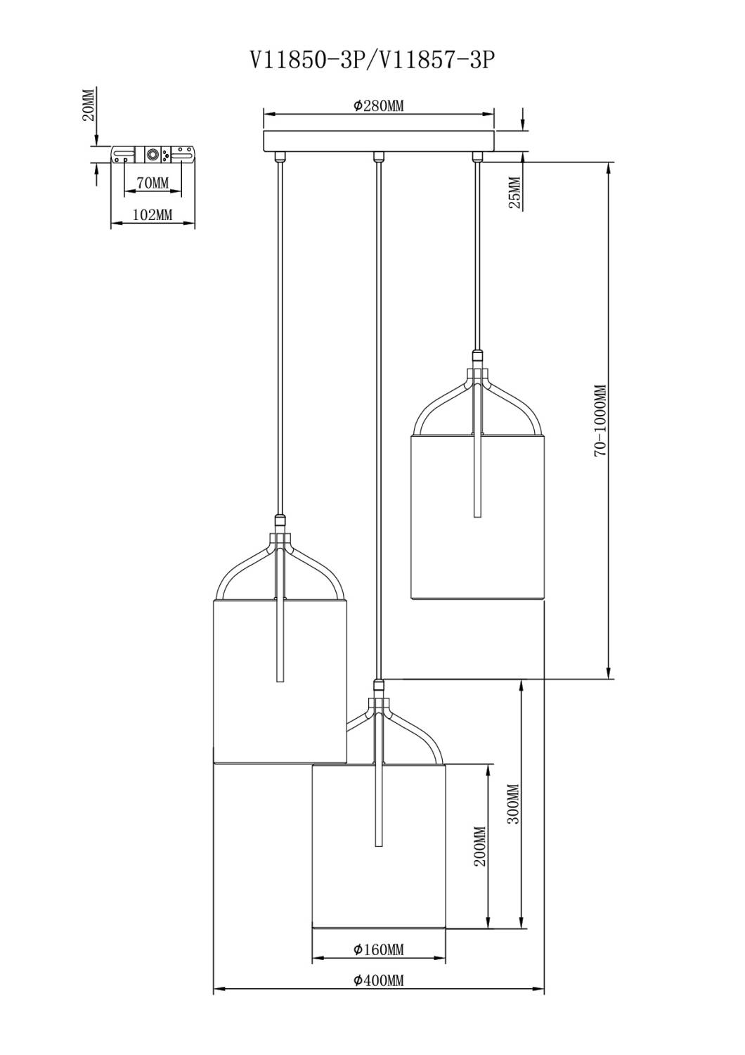 Светильник подвесной Moderli Inari V11850-3P