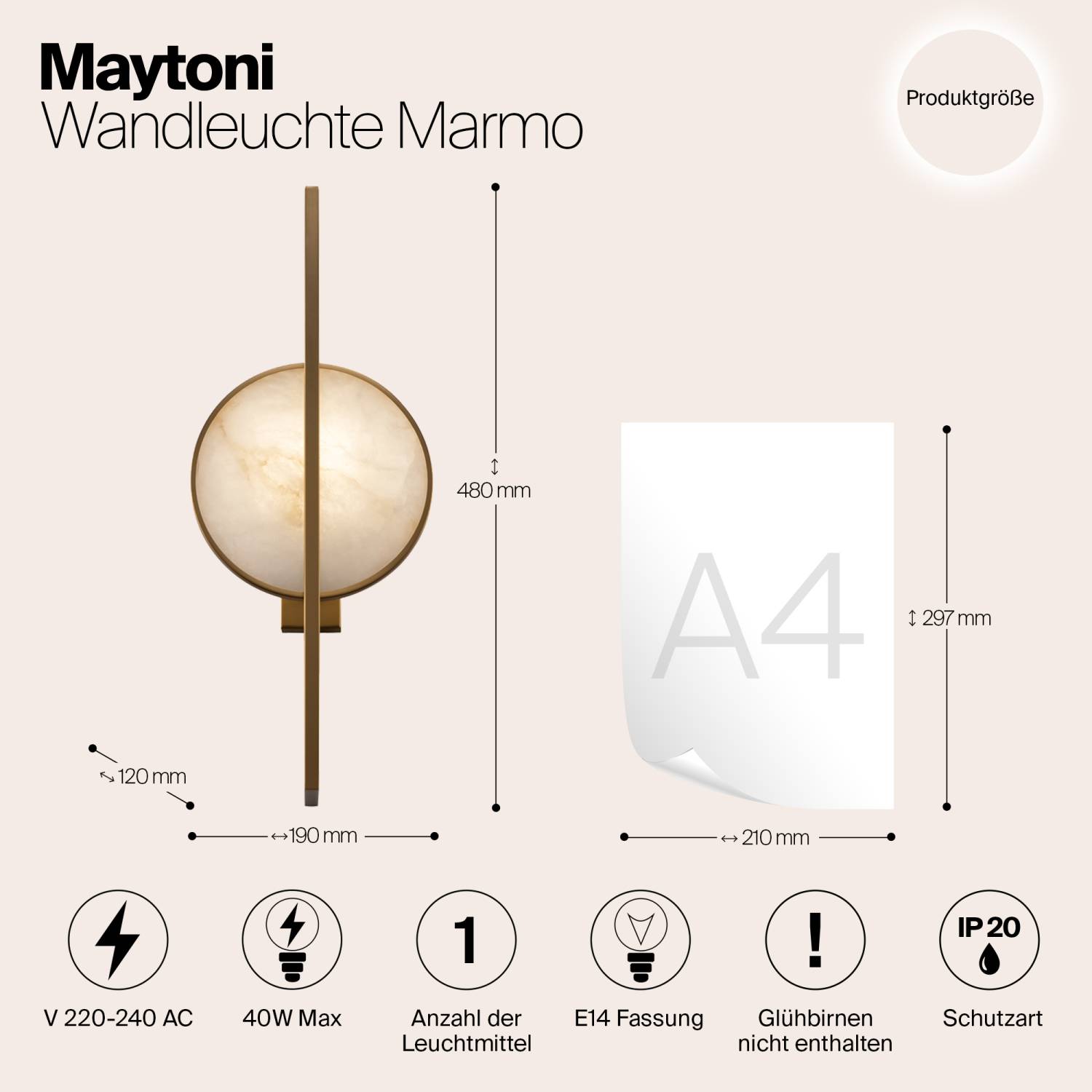 Настенное бра Maytoni Marmo MOD099WL-01G