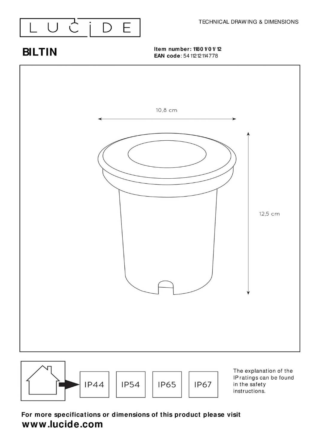 Уличный встраиваемый Lucide Biltin 11801/01/12