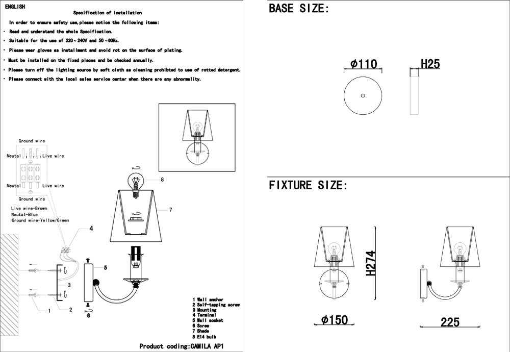 Настенное бра Crystal Lux Camila CAMILA AP1 GOLD
