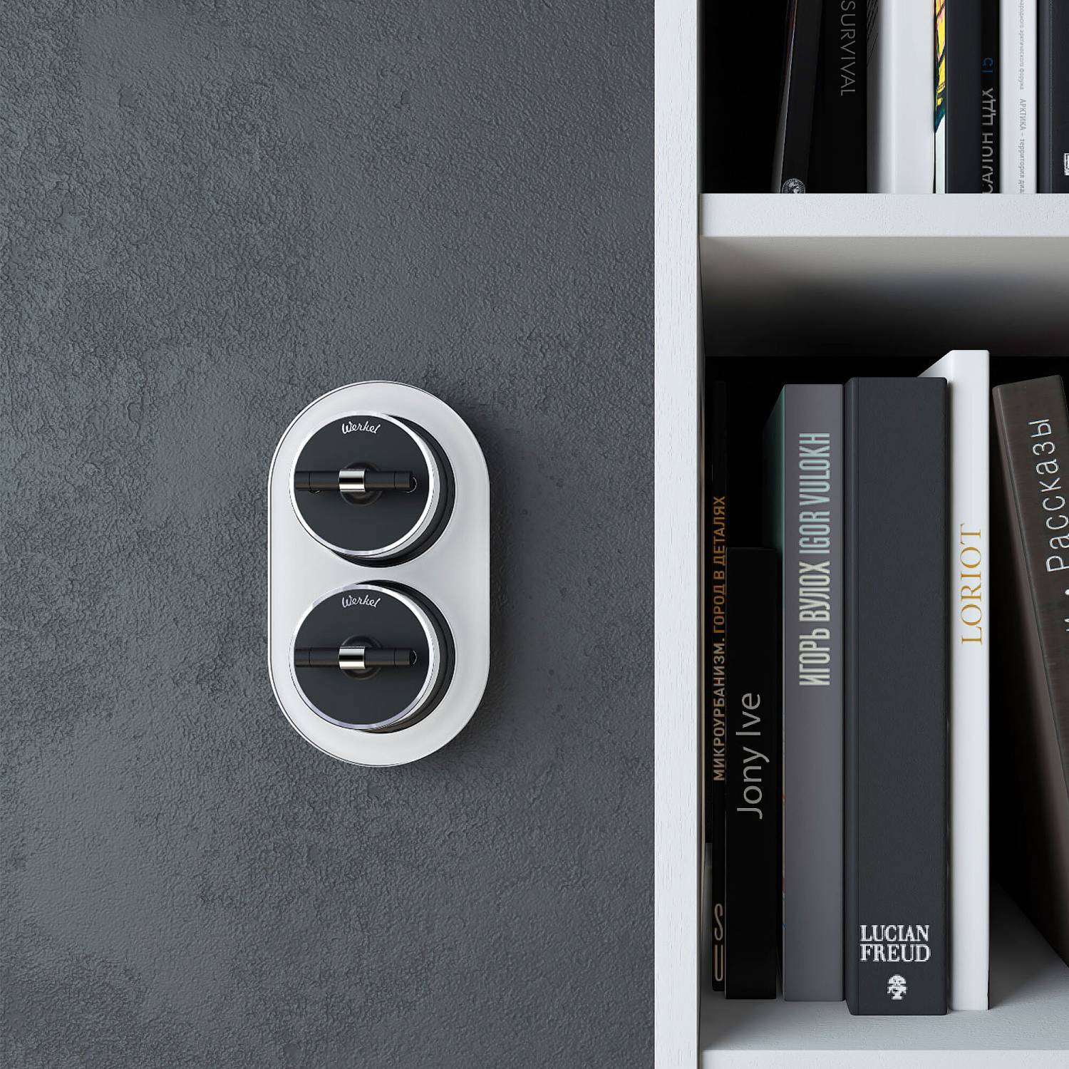 Выключатель Werkel W5812051/ Переключатель / выключатель одноклавишный Vintage (черный матовый/хром)