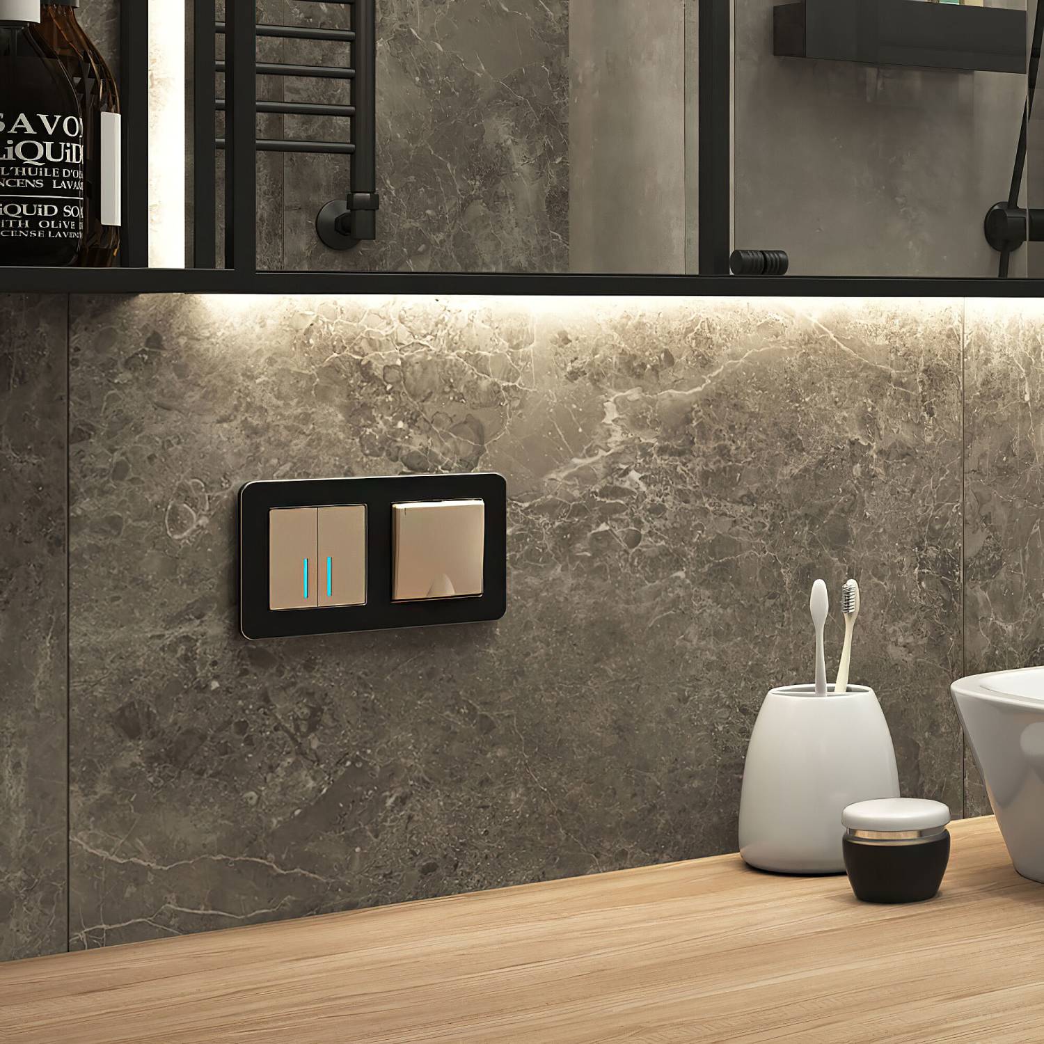 Рамка Werkel Platinum черный алюминий W0022608/ Рамка на 2 поста Platinum (черный алюминий)