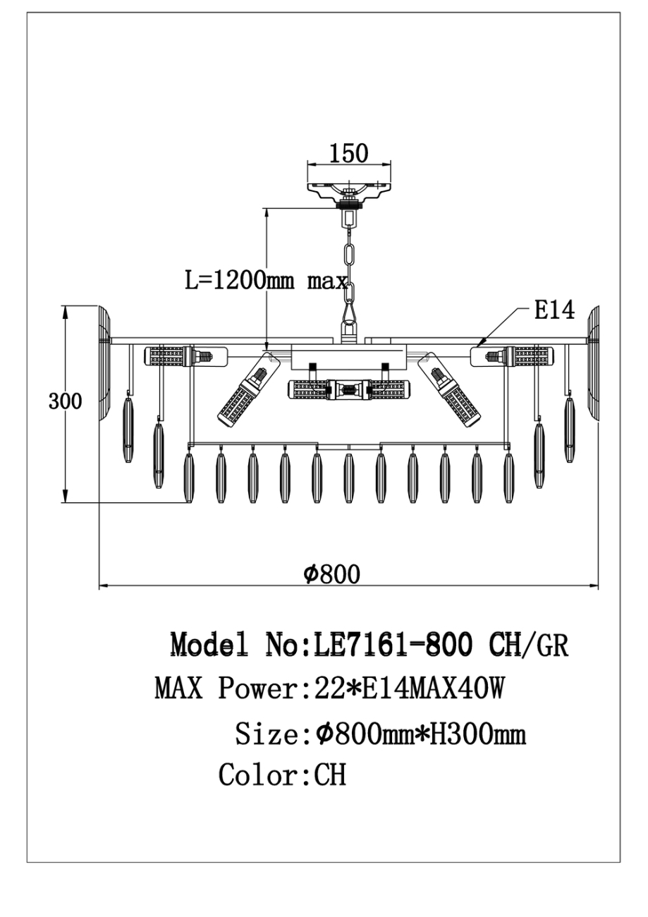 Подвесная люстра LEON Jacqueline LE7161/800 CH/GR