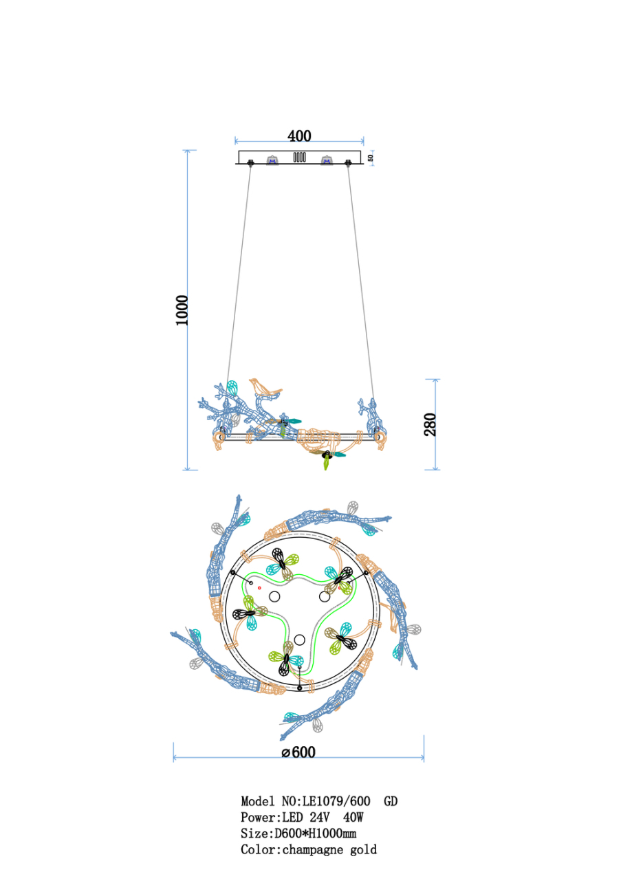 Подвесная люстра LEON Estelle LE1079/600 GD
