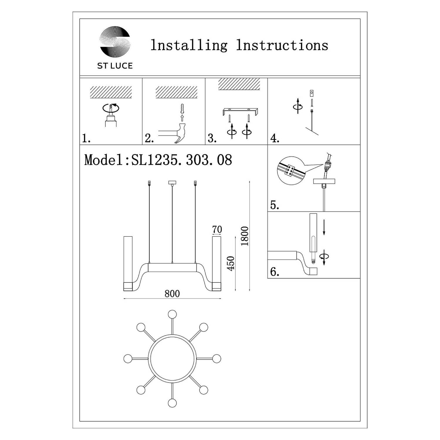 Подвесная люстра ST Luce Ettore SL1235.303.08