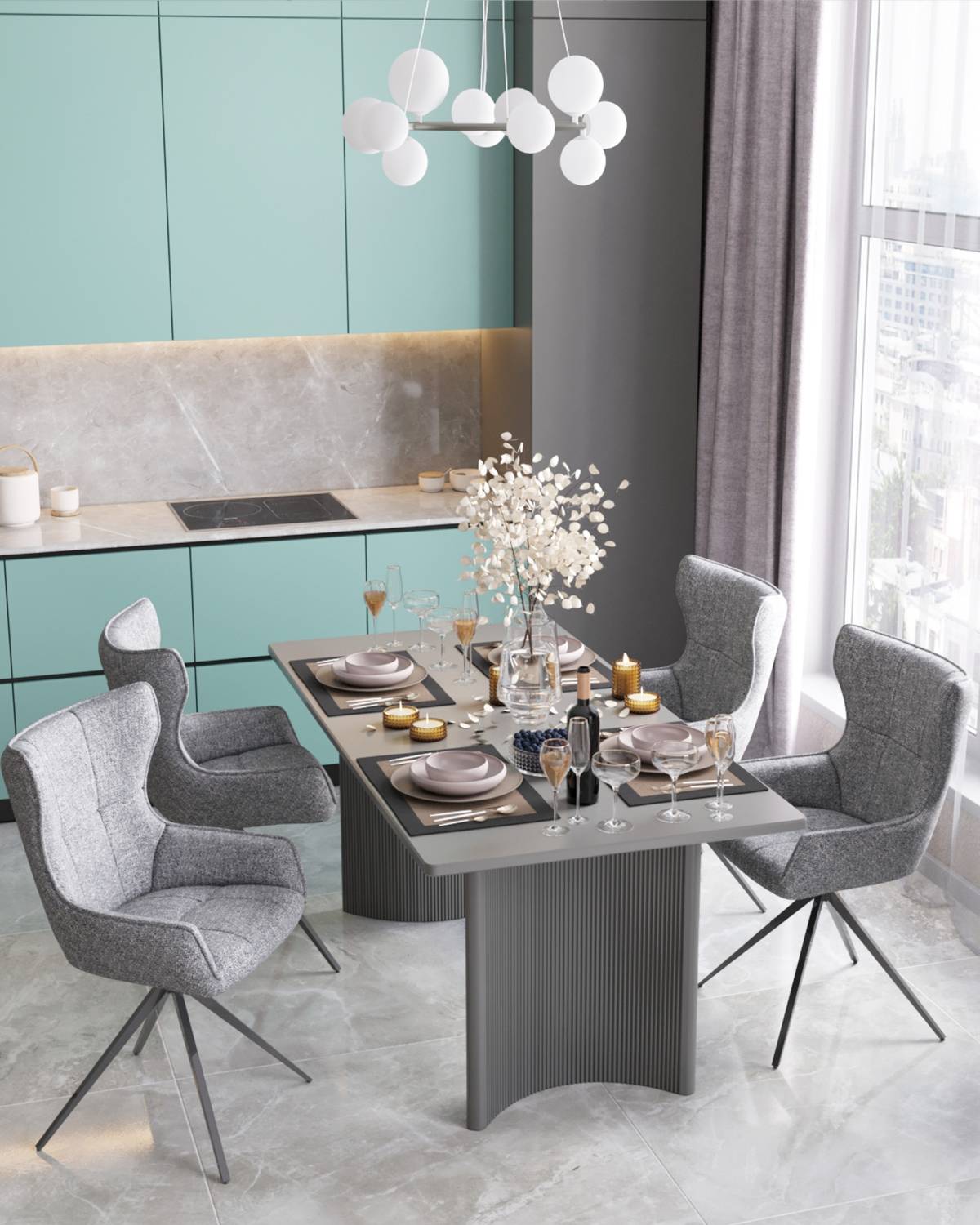 Стул вращающийся Stool Group Carlene DC-2409007 grey FL07