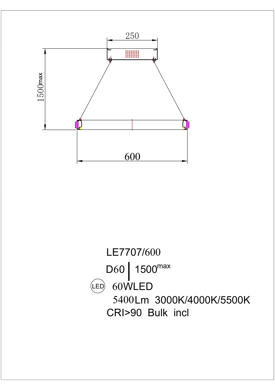 Подвесная люстра LEON Aida LE7707/600 Gold
