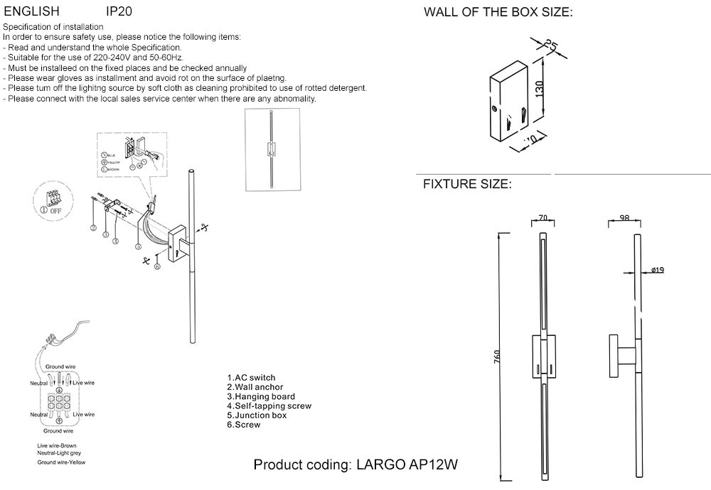 Настенное бра Crystal Lux Largo LARGO AP12W BLACK