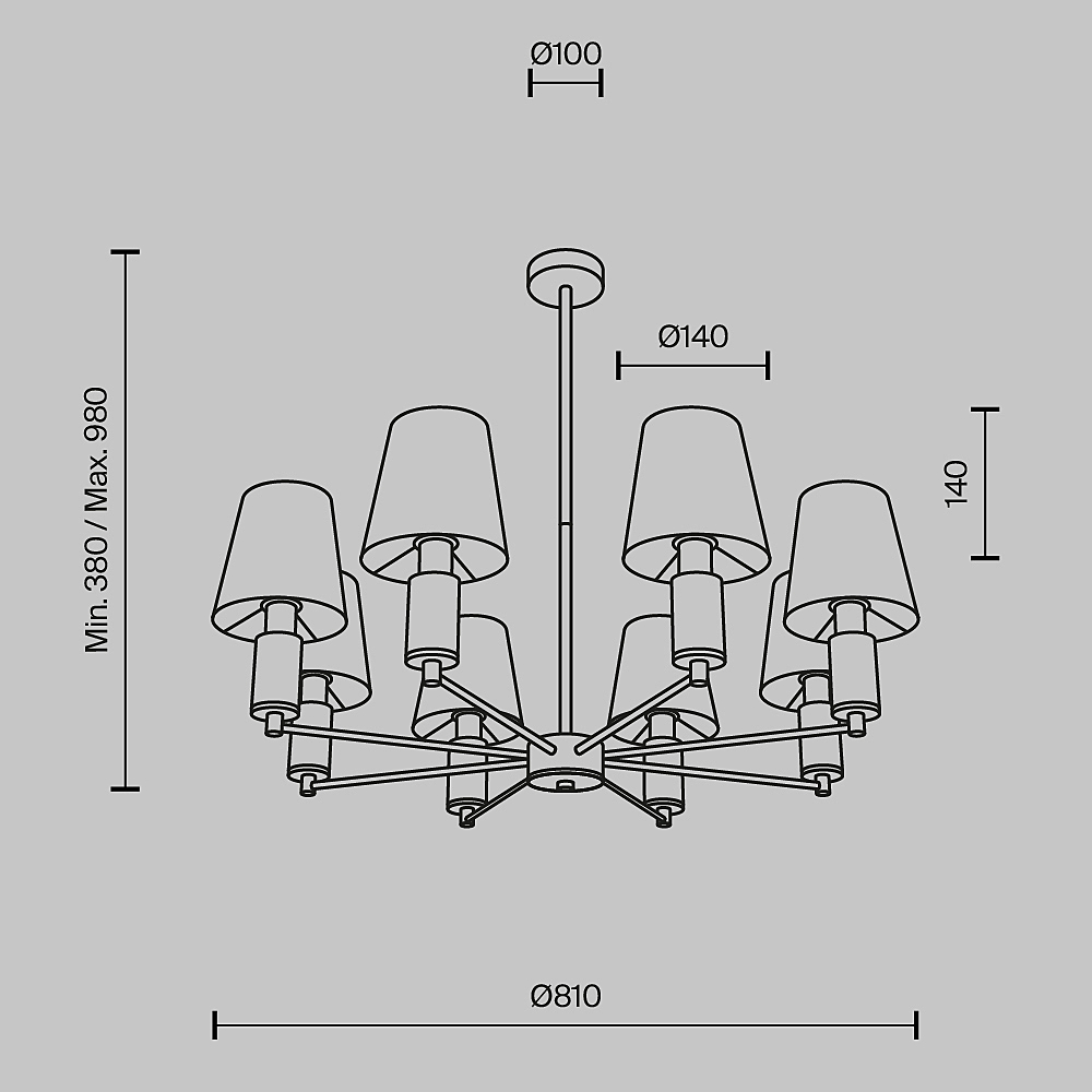 Люстра на штанге Maytoni Lira MOD483PL-08BS