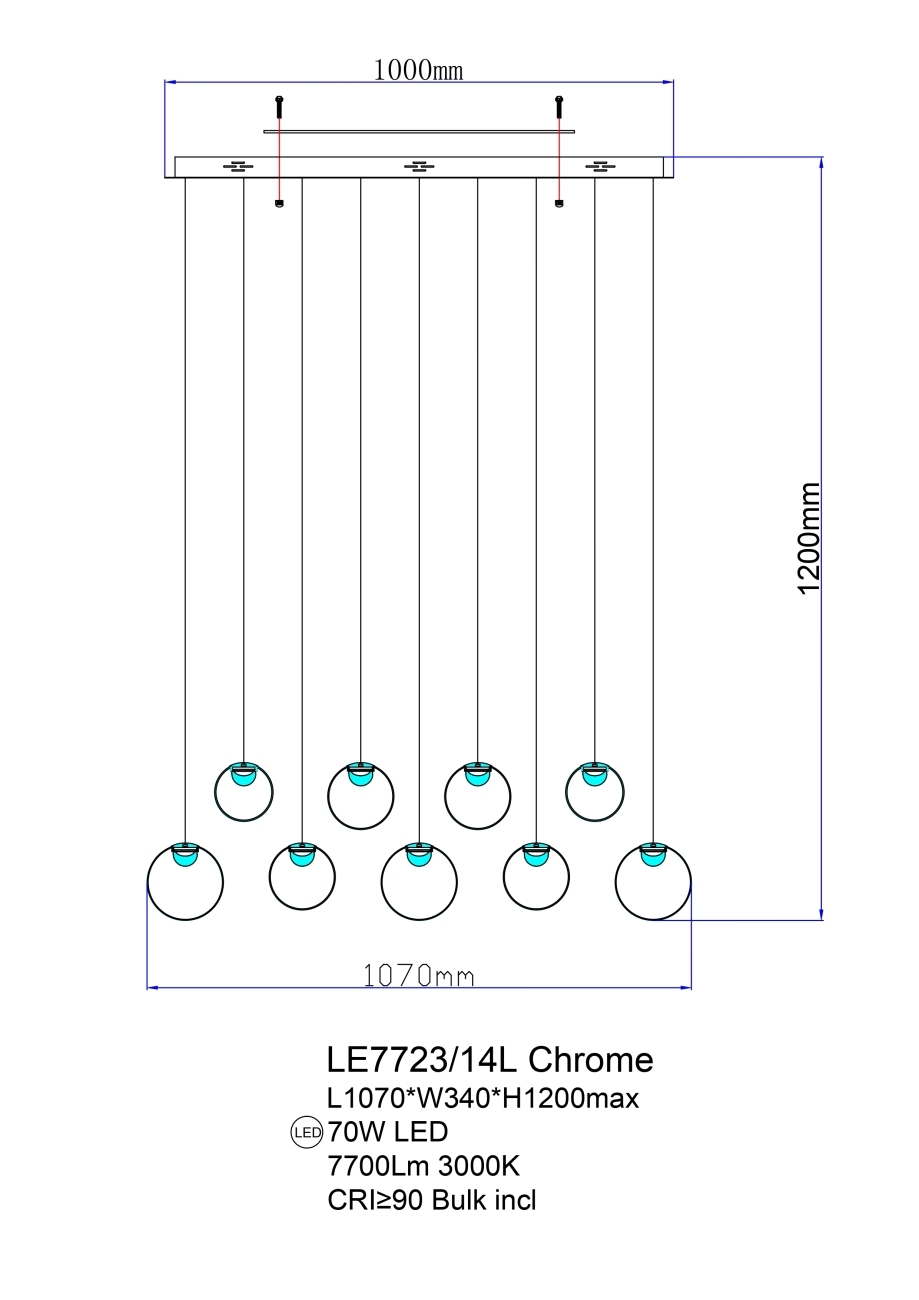 Светильник подвесной LEON Molecule LE7723/14L Chrome