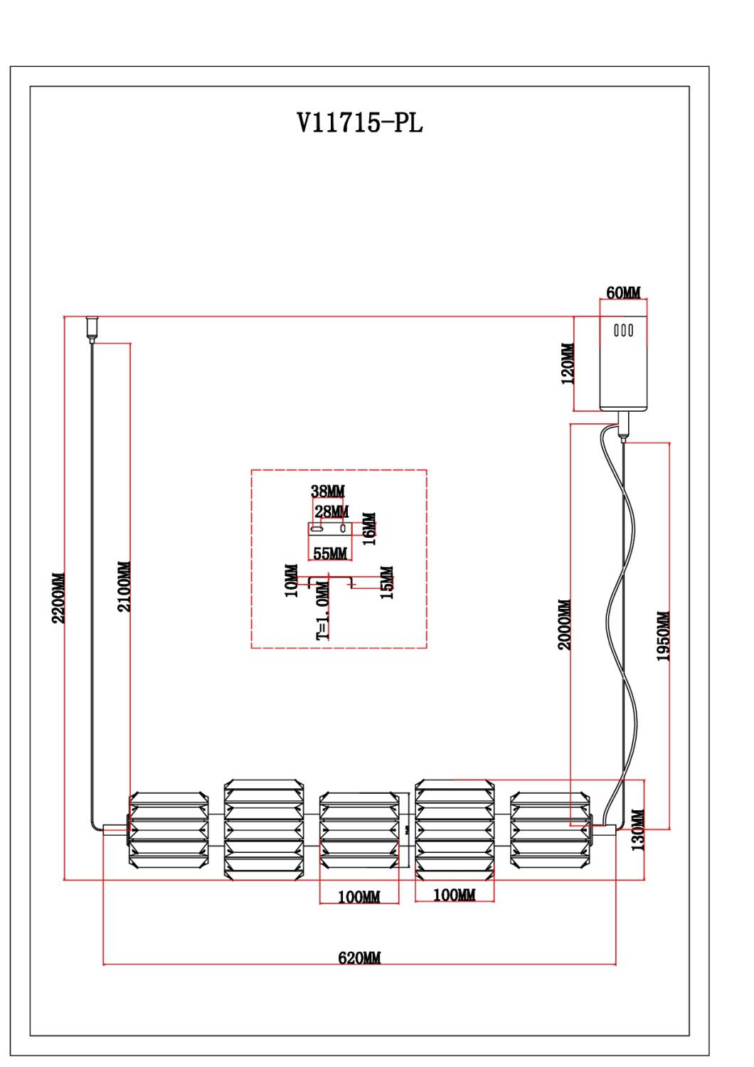 Светильник подвесной Moderli Prismique V11715-PL