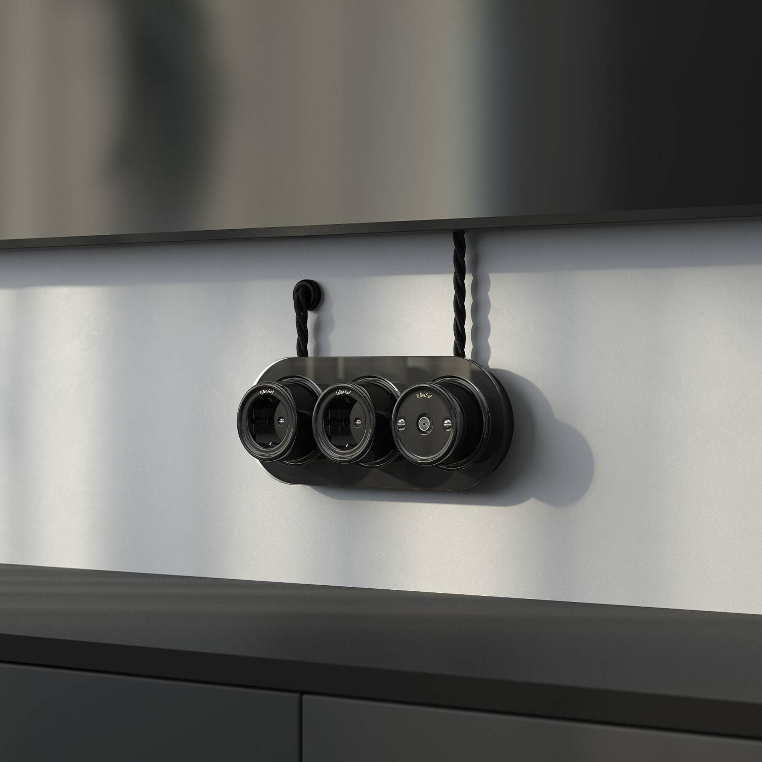 Розетка Werkel Накладные ретро механизмы Ретро черные W5683008/ ТВ розетка (черный) Ретро