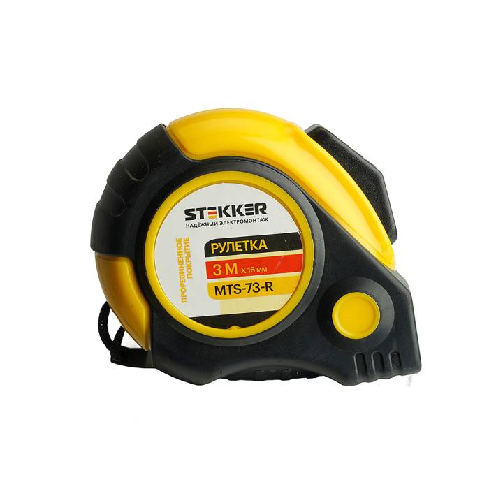Рулетка, 3 м х 16 мм, прорезиненное покрытие, Stekker MTS-73-R 50201
