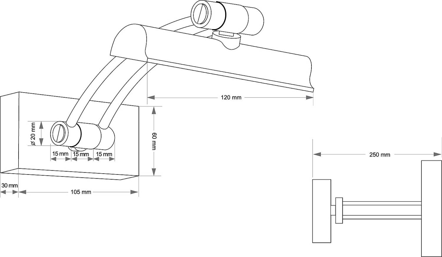 Подсветка для картин Kutek Elve ELV-PODS-1(Z)250-KR