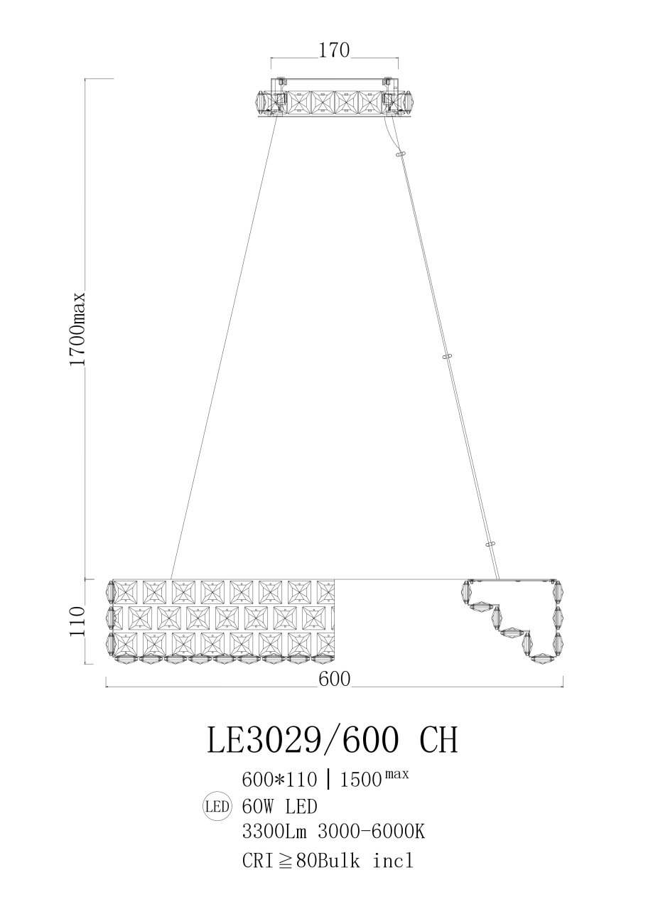 Подвесная люстра LEON Amelie LE3029/600 CH