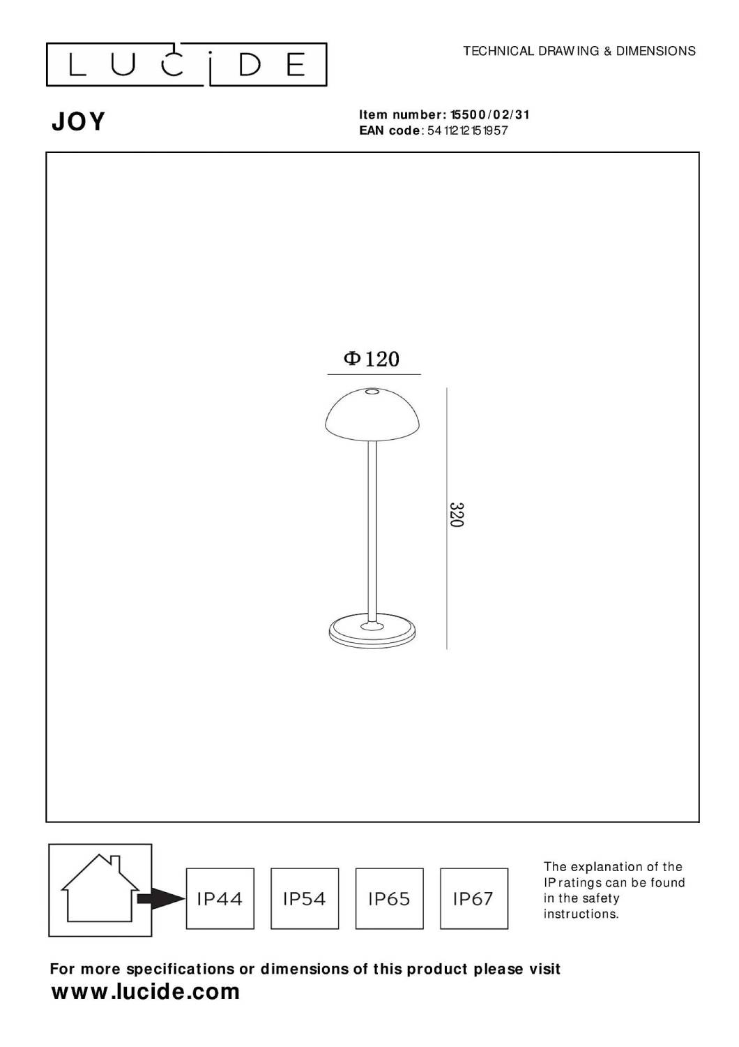 Уличный наземный светильник Lucide Joy 15500/02/31
