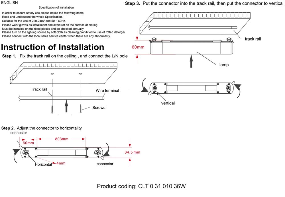 Трековый светильник Crystal Lux Clt 0.31 CLT 0.31 010 36W BL M4000К