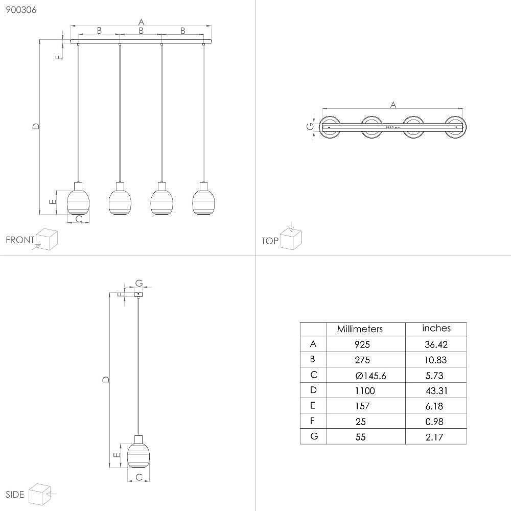 Светильник подвесной Eglo Manzanares 900306
