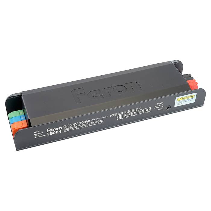 Трансформатор для светодиодной ленты с плавным пуском и диммированием 300W 24V IP20 Feron LB004 52126