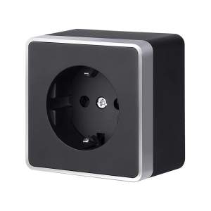 Розетка Werkel W5071134/ Розетка с заземлением и шторками Gallant (черный с серебром)