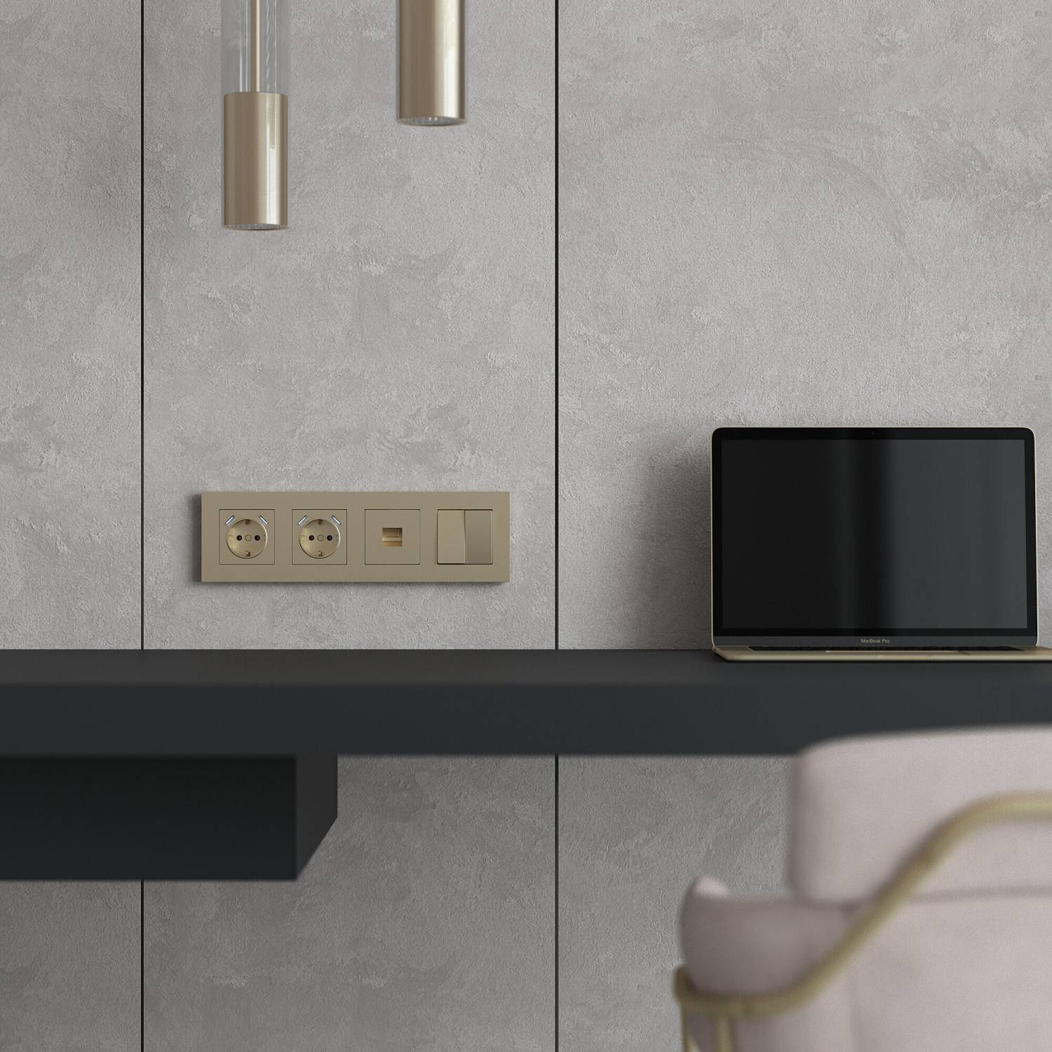 Рамка Werkel W0042911/ Рамка на 4 поста Slab (шампань софт)