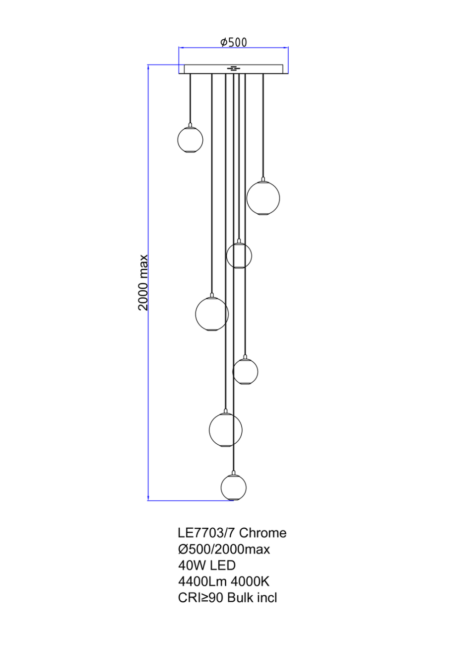 Светильник подвесной LEON Aurore LE7703/7 Chrome