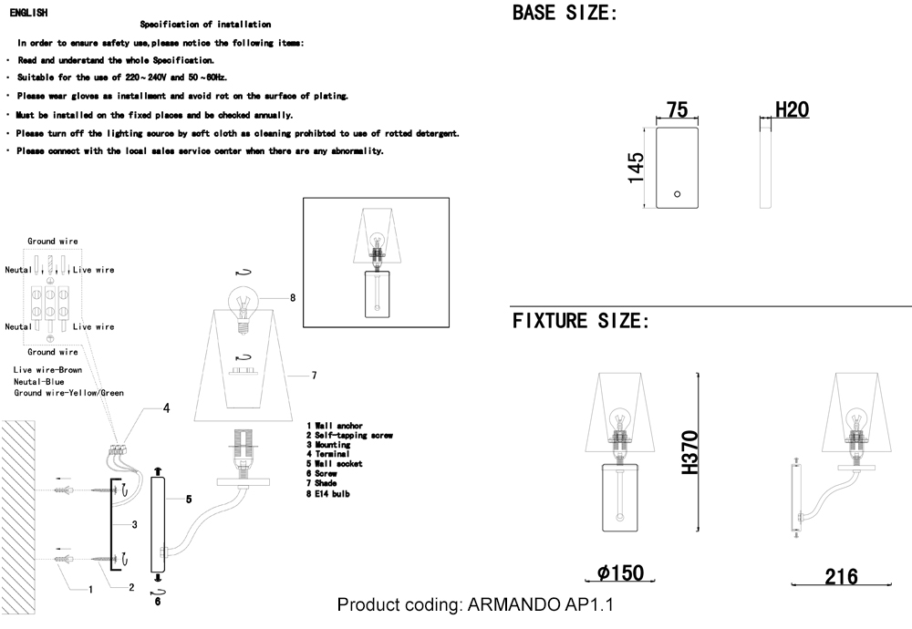 Настенное бра Crystal Lux Armando Gold ARMANDO AP1.1 GOLD