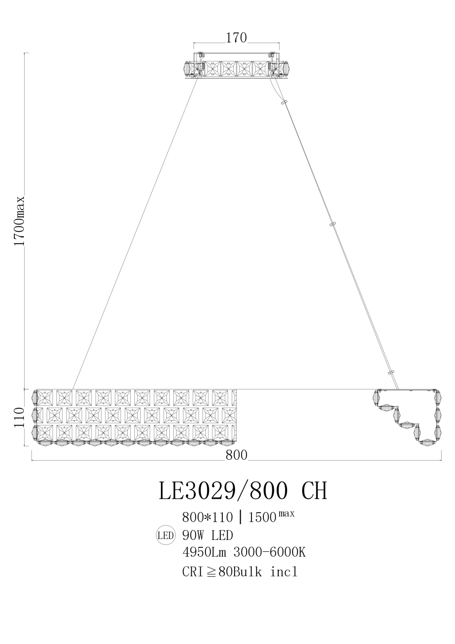 Подвесная люстра LEON Amelie LE3029/800 CH
