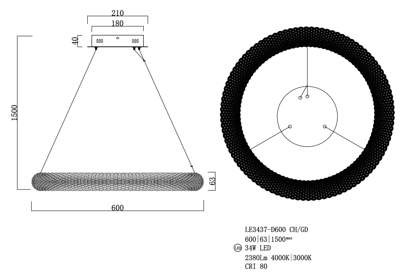 Подвесная люстра LEON Juliana LE3437-D600 CH