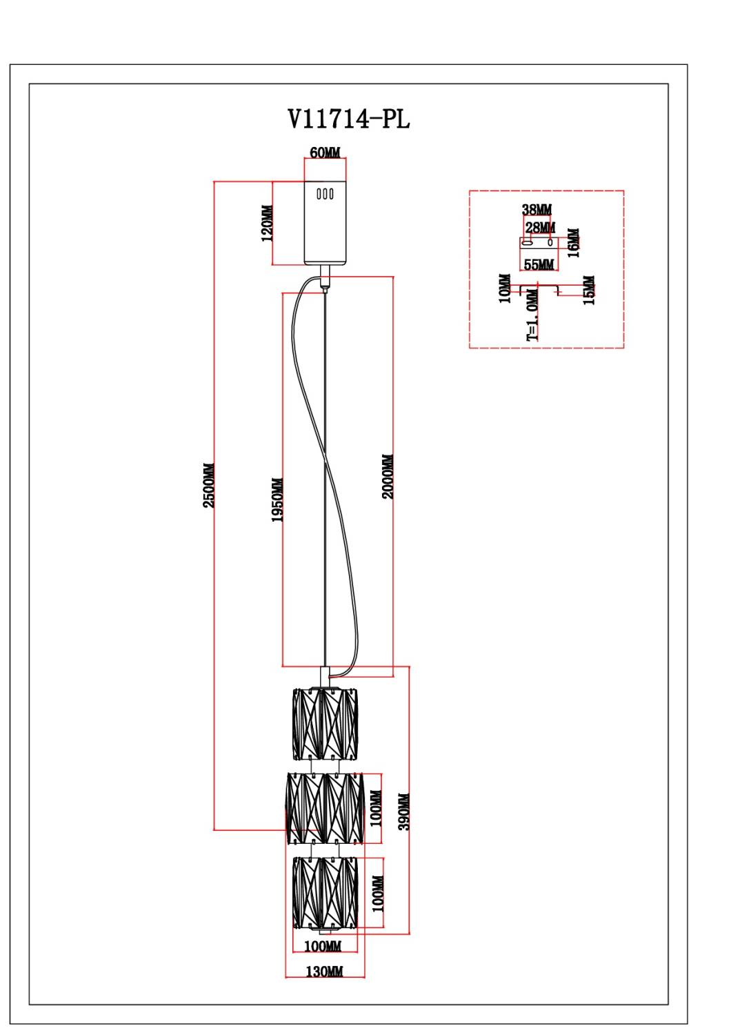Светильник подвесной Moderli Prismique V11714-PL