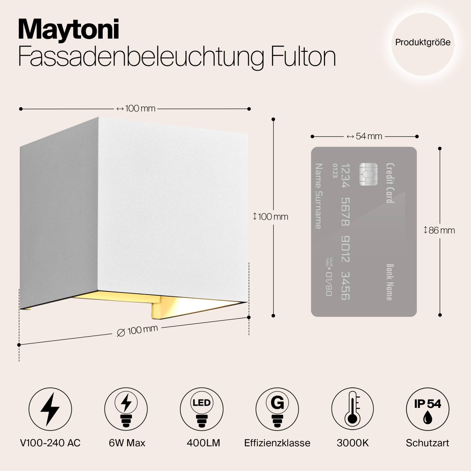 Уличный LED настенный светильник Maytoni Fulton O572WL-L6W