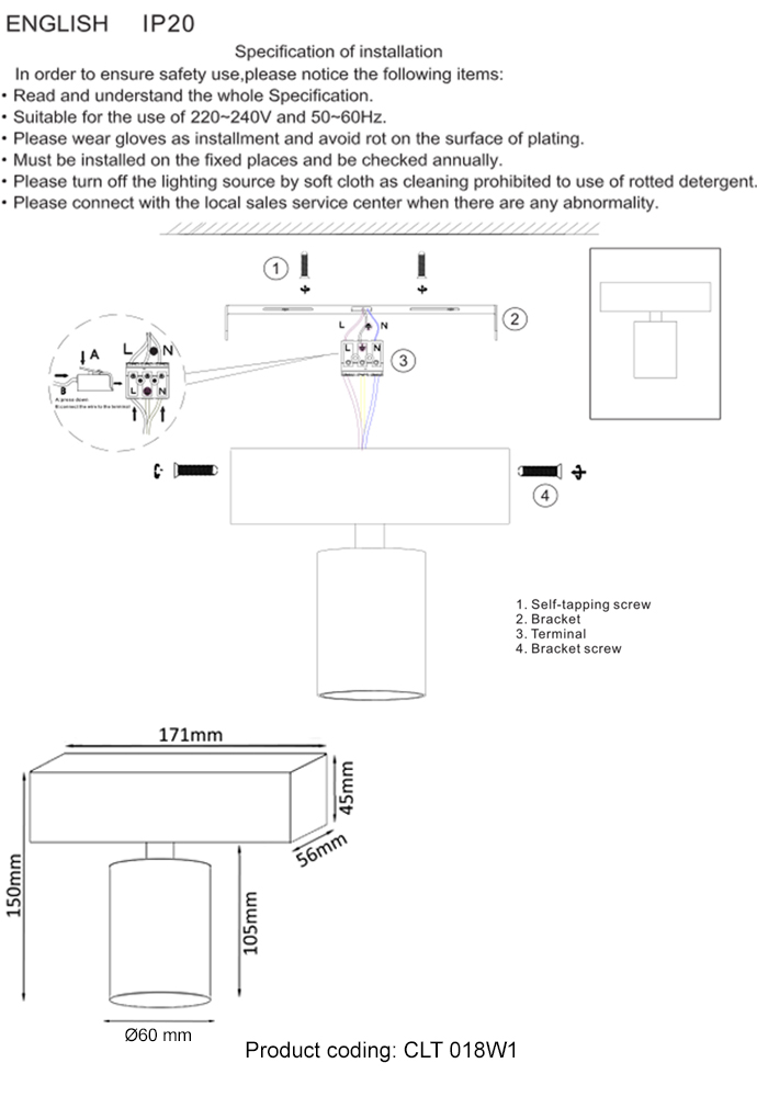 Светильник спот Crystal Lux Clt 018 CLT 018W1 WH