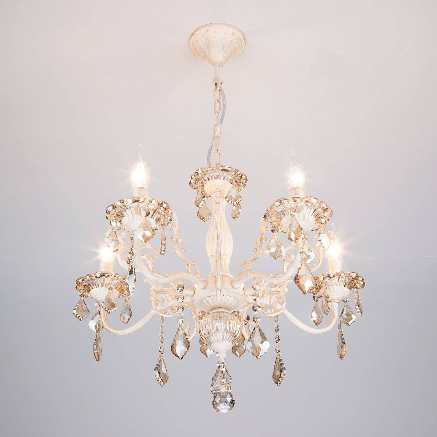 Подвесная хрустальная люстра Elisha Eurosvet 3281/5 белый с золотом/тонированный хрусталь Strotskis