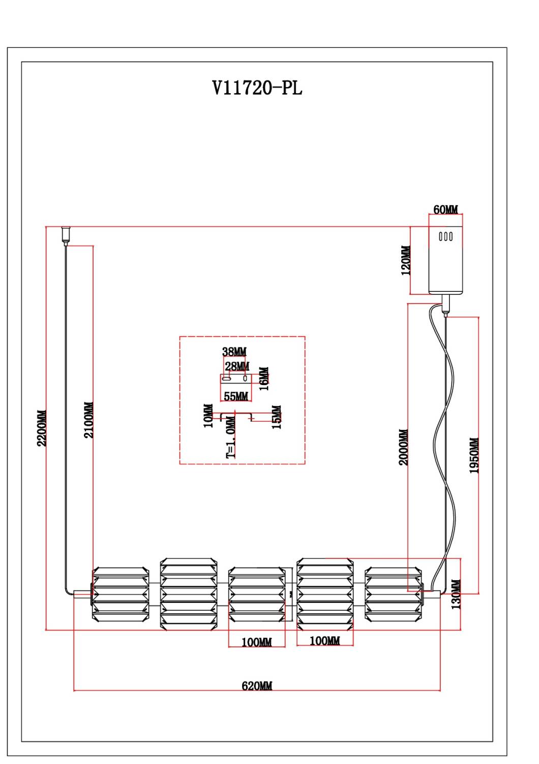 Светильник подвесной Moderli Prismique V11720-PL