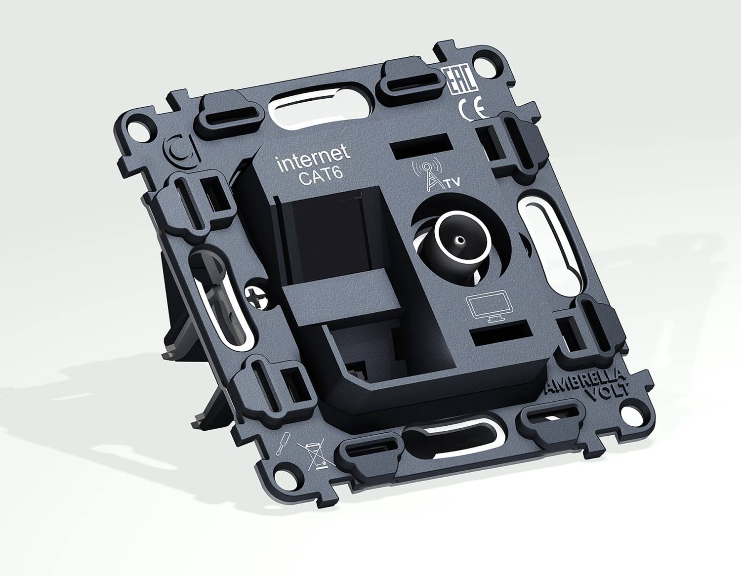 Механизм розетки компьютерной + TV оконечной RJ-45 Ambrella Volt QUANT VM195