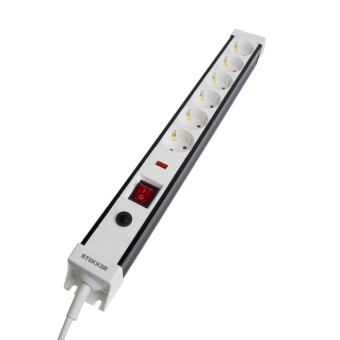 Сетевой фильтр 6-местный с/з 3x1мм2, 5 м, Stekker Techno 50152