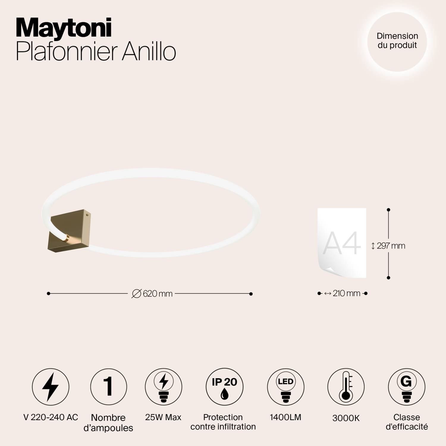 Светильник потолочный Maytoni Anillo MOD315CL-L25G3K