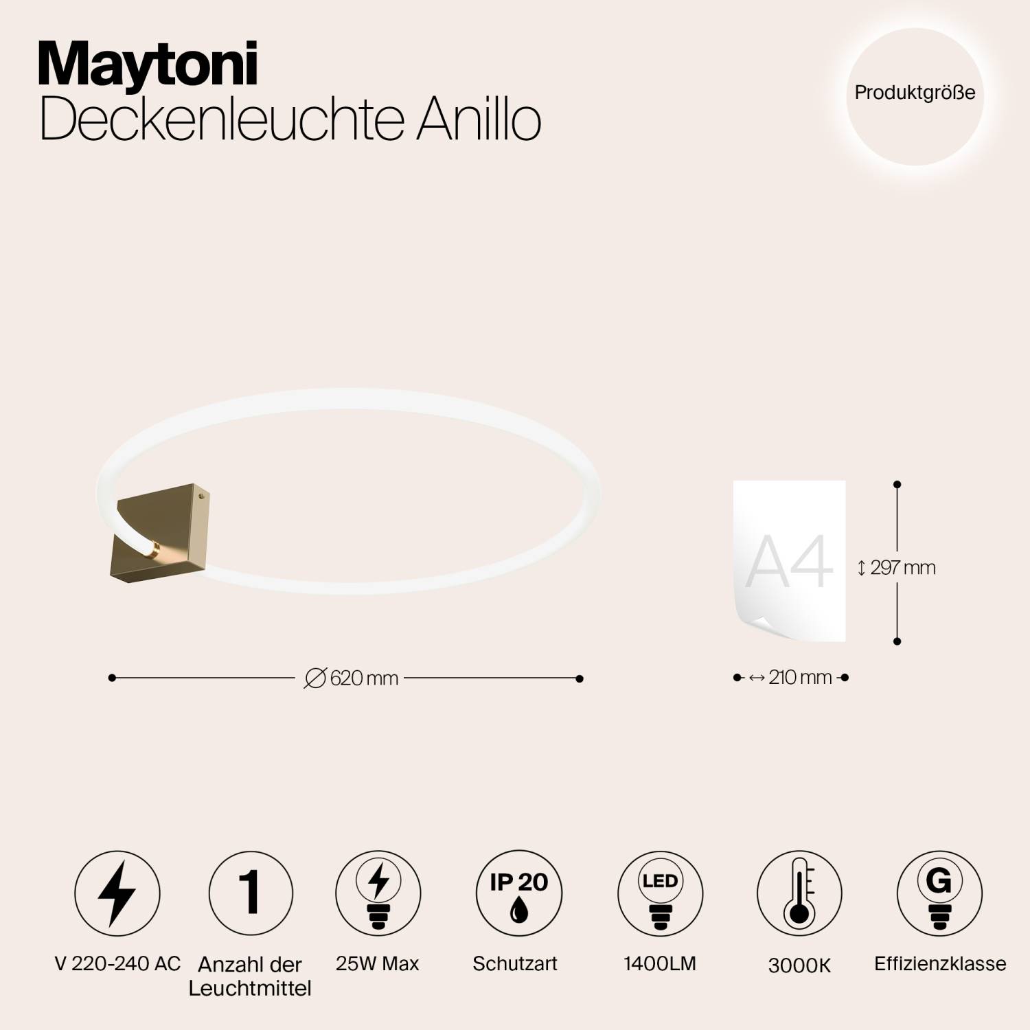Светильник потолочный Maytoni Anillo MOD315CL-L25G3K