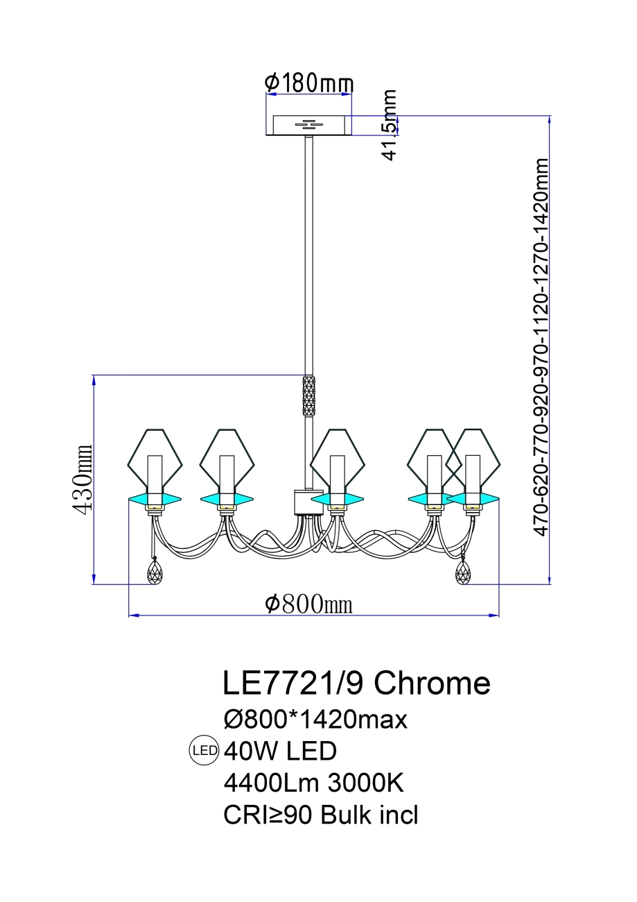 Потолочная люстра LEON Therese LE7721/9 Chrome