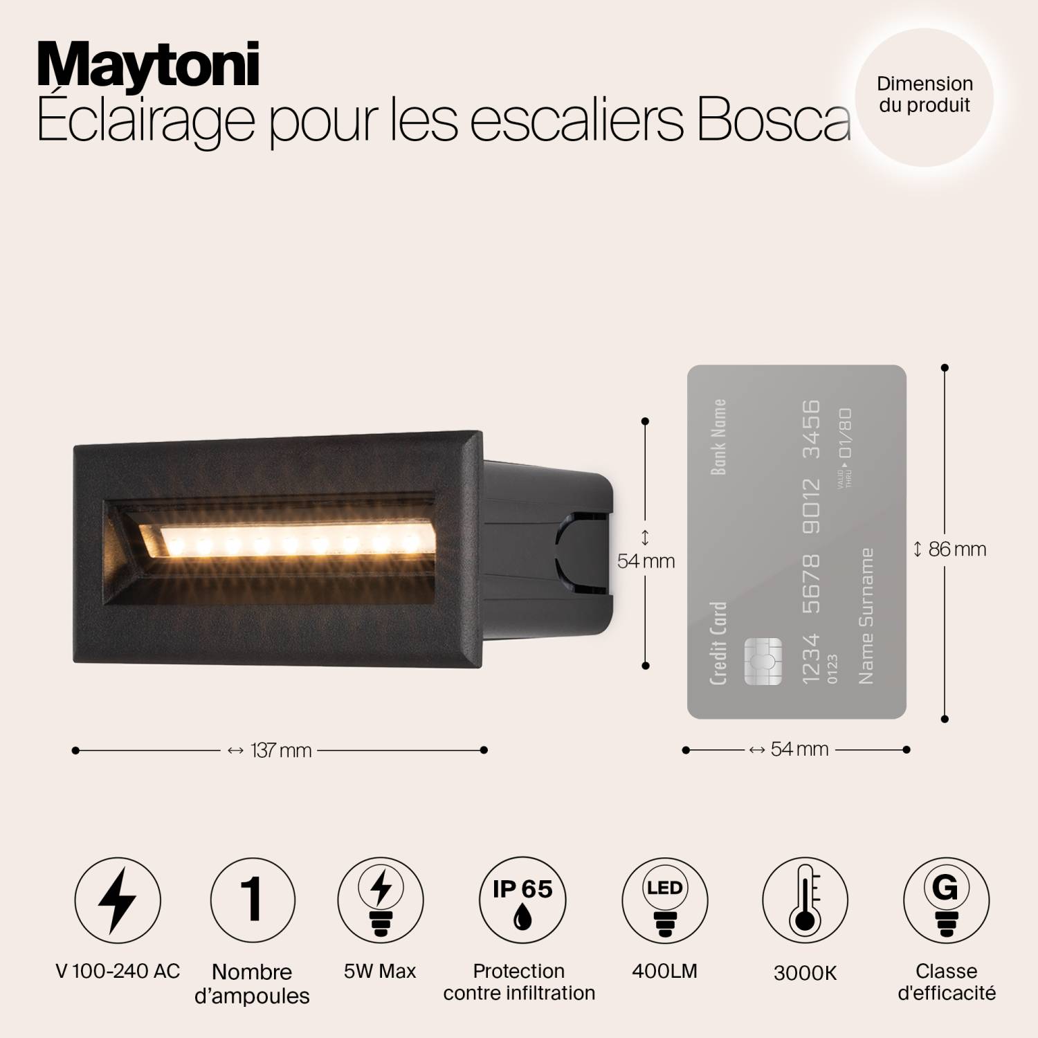 Подсветка для ступеней Maytoni Bosca O045SL-L5B3K Подсветка для ступеней Maytoni Bosca O045SL-L5B3K