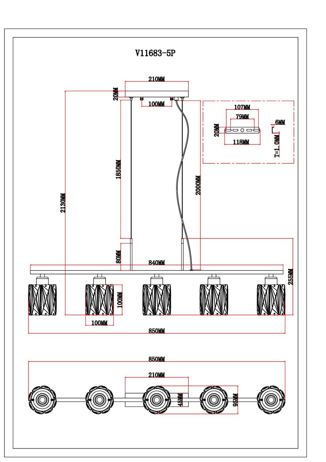 Светильник подвесной Moderli Prismique V11683-5P