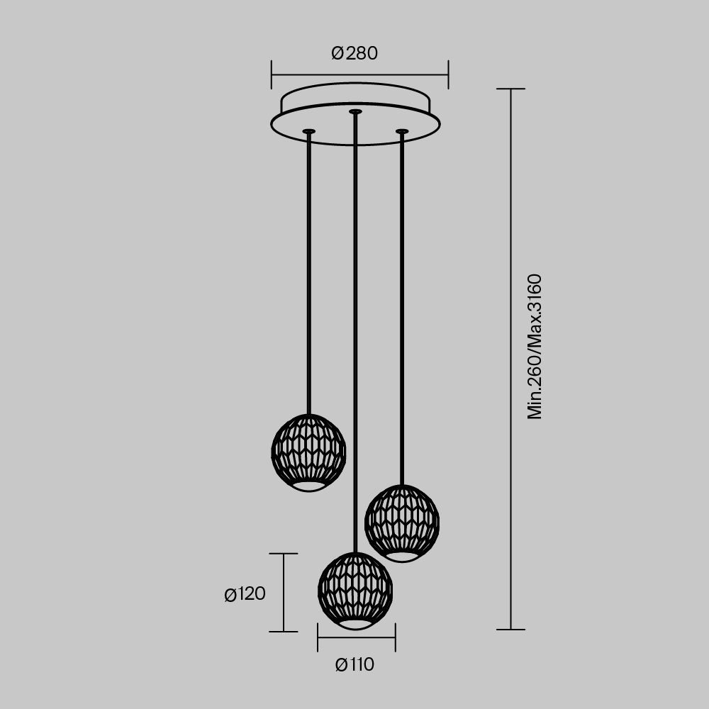 Светильник подвесной Maytoni Sapphire MOD293PL-L18BS3K