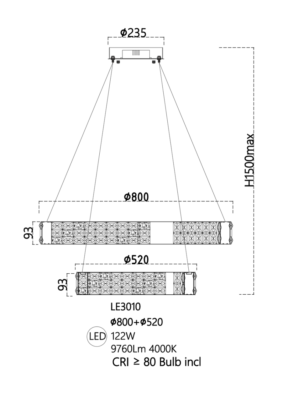 Подвесная люстра LEON Celine LE3010/800-2K CH