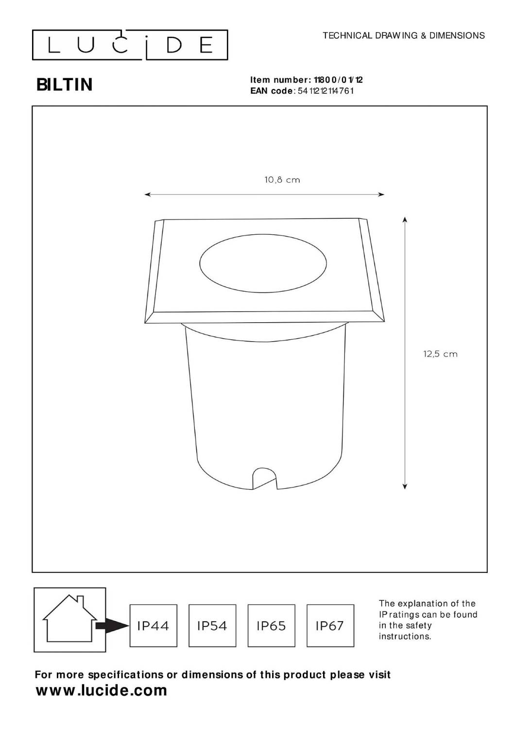 Уличный встраиваемый Lucide Biltin 11800/01/12