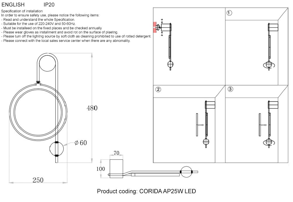 Настенное бра Crystal Lux Corida CORIDA AP25W LED BLACK/GOLD