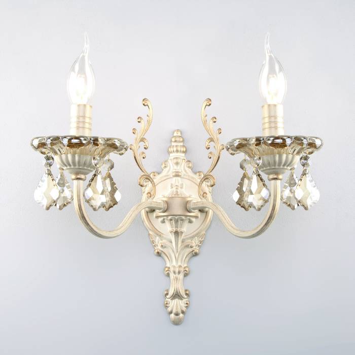 Настенное бра Eurosvet Elisha 3281/2 белый с золотом/тонированный хрусталь Strotskis